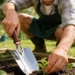 Garden Hand Tool Set with Shovel, Transplant Trowel, Rake and Root Picker