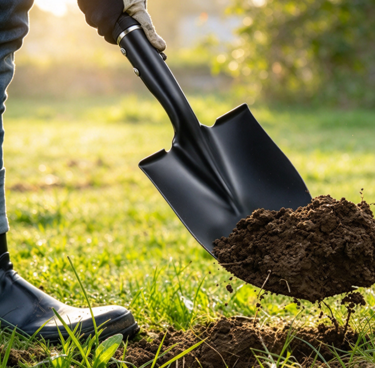 13 Heavy Duty Metal Garden Shovel with D Handle for Digging, Planting and Yard Work - Image 1