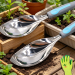 Stainless Steel Soil Scoop Garden Trowel Set for Planting, Potting and Digging