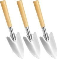 Heavy Duty Garden Hand Trowel Set with Wooden Handles for Digging and Transplanting - Image 2