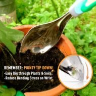 Stainless Steel Soil Scoop Garden Trowel Set for Planting, Potting and Digging - Image 2
