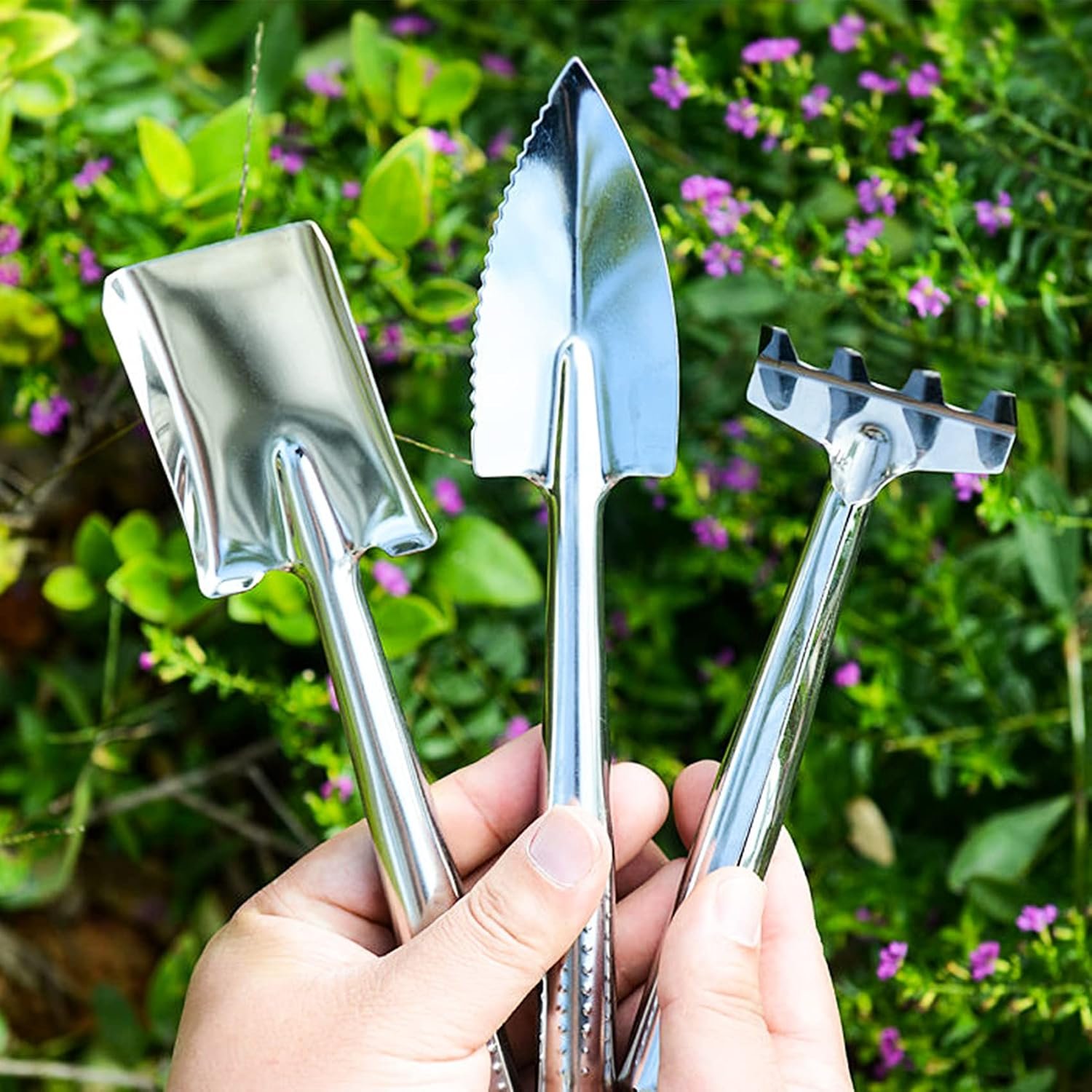71oHaAgs3RL._AC_SL1500_.jpg Mini Stainless Steel Garden Tool Set with Shovel, Rake and Trowel for Planting - Image 1