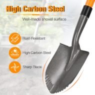 Mini Garden Round Point Shovel with D Grip for Planting, Digging and Outdoor Tasks - Image 2