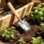 Heavy Duty Garden Hand Trowel Set with Wooden Handles for Digging and Transplanting