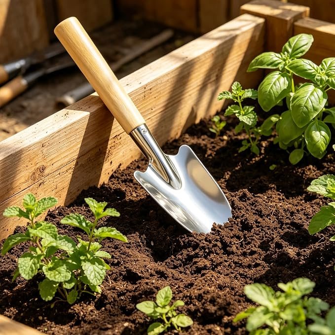 81RSCTNZnL._AC_SX679_.jpg Heavy Duty Garden Hand Trowel Set with Wooden Handles for Digging and Transplanting - Image 1